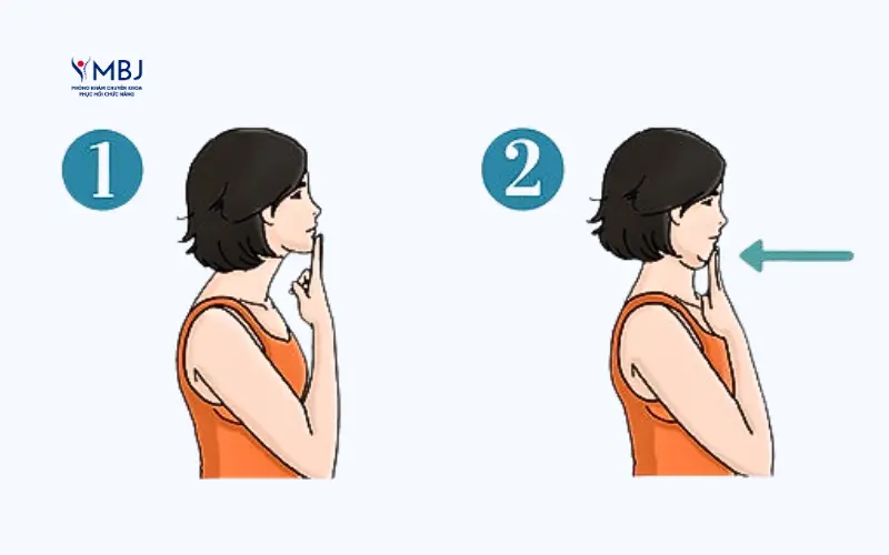 Bài tập chữa thoát vị đĩa đệm: Bài tập hít cằm (Chin Tuck)