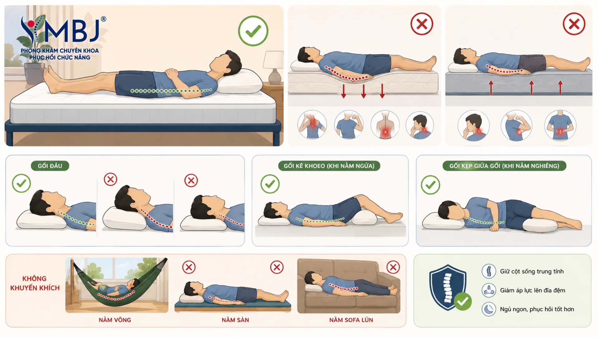 Chọn nệm độ cứng vừa và gối phù hợp cho người thoát vị đĩa đệm