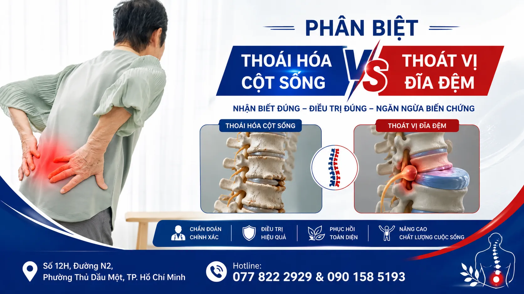 Thoái hóa cột sống với thoát vị đĩa đệm khác gì nhau?