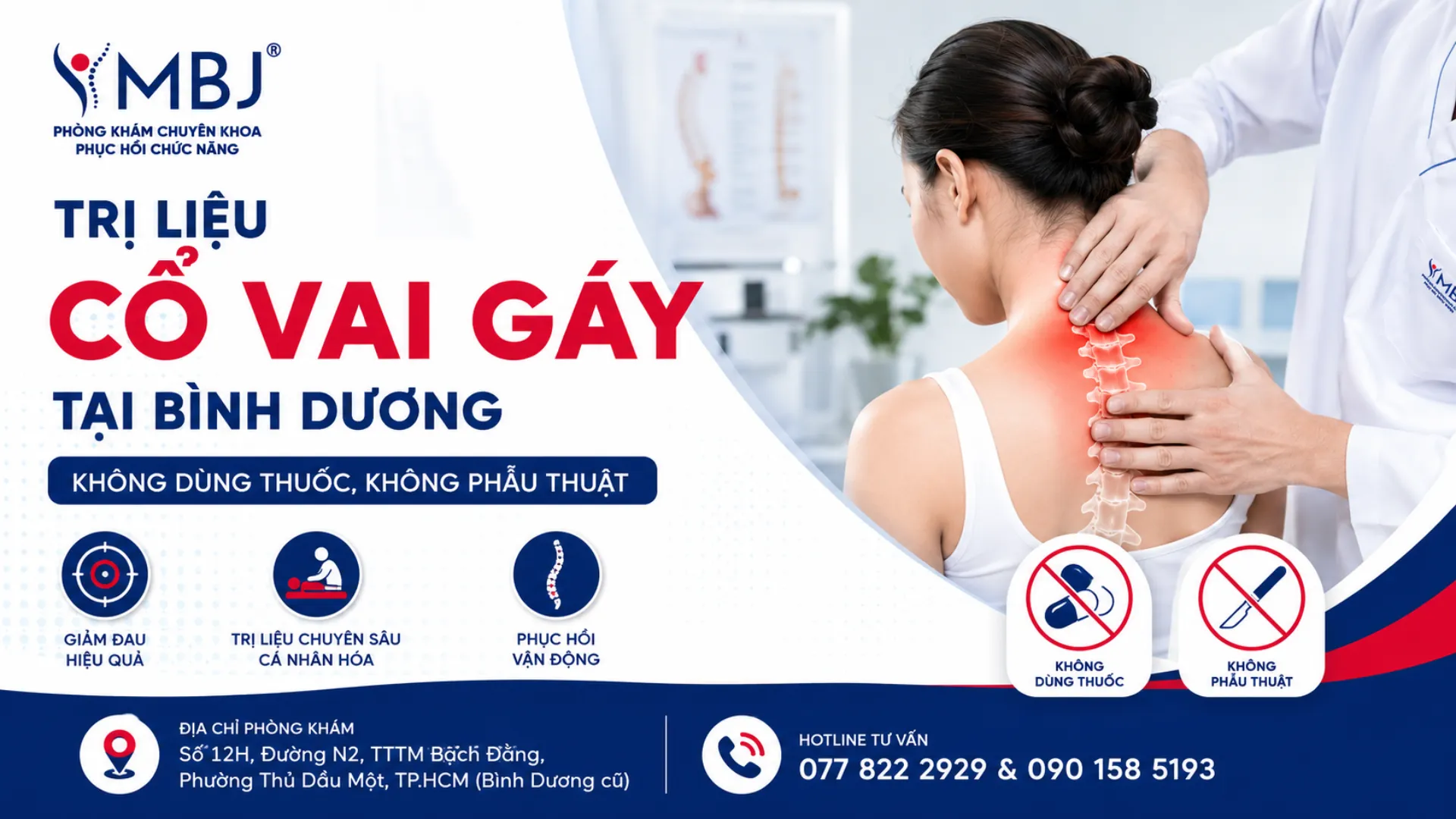 Trị liệu cổ vai gáy tại Bình Dương không dùng thuốc tại MBJ