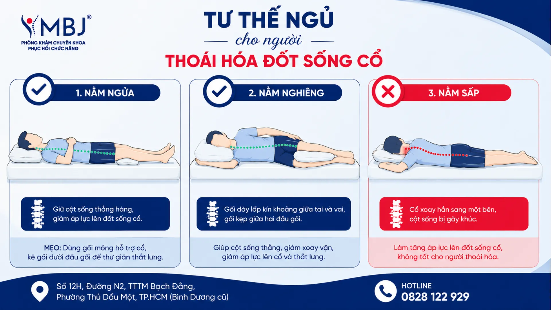 Thoái hóa đốt sống cổ nên nằm ngửa và nghiêng một bên, tránh nằm sấp