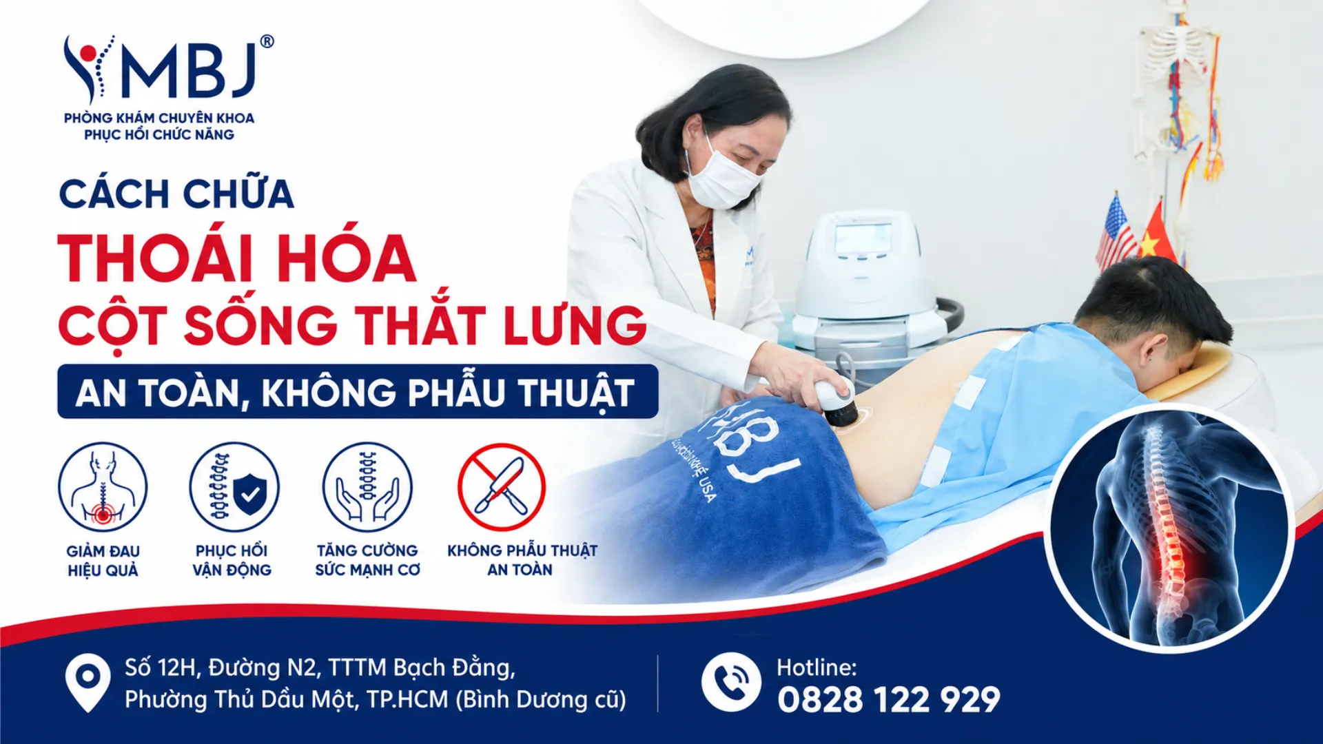 Cách chữa thoái hóa cột sống thắt lưng an toàn không phẫu thuật tại phòng khám MBJ