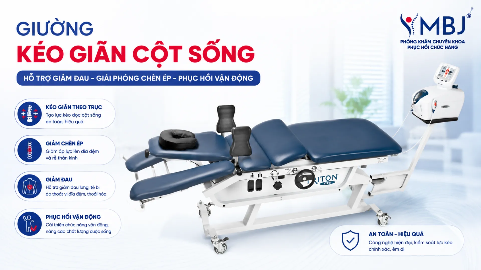 Giường kéo giãn cột sống DTS tại phòng khám MBJ