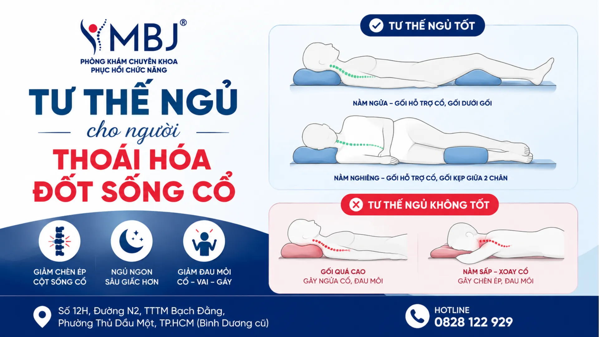 Tư thế ngủ đúng cho người thoái hóa đốt sống cổ giữ cổ thẳng trục với lưng